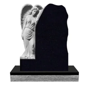 Jet Black Granite Angel Upright Headstone